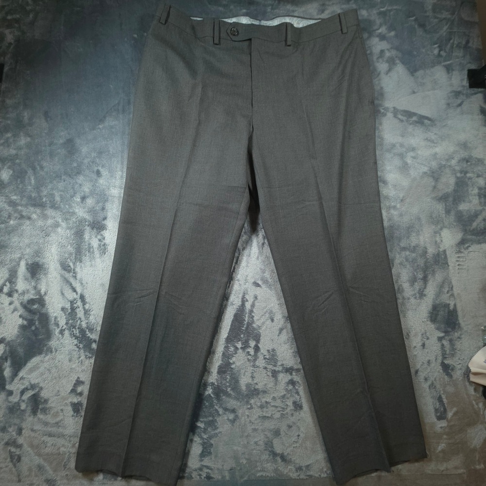 Lauren Ralph Lauren Mens Gray Plaid Dress Pants Altered 39x30 Flat Front Slacks